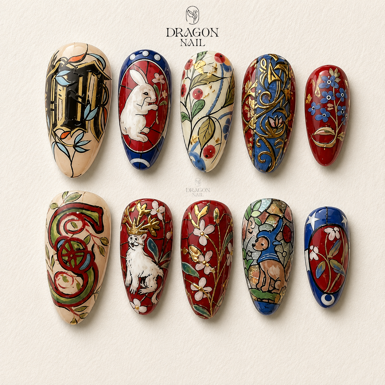 Medieval Ornate Manuscript Art Press On Nails