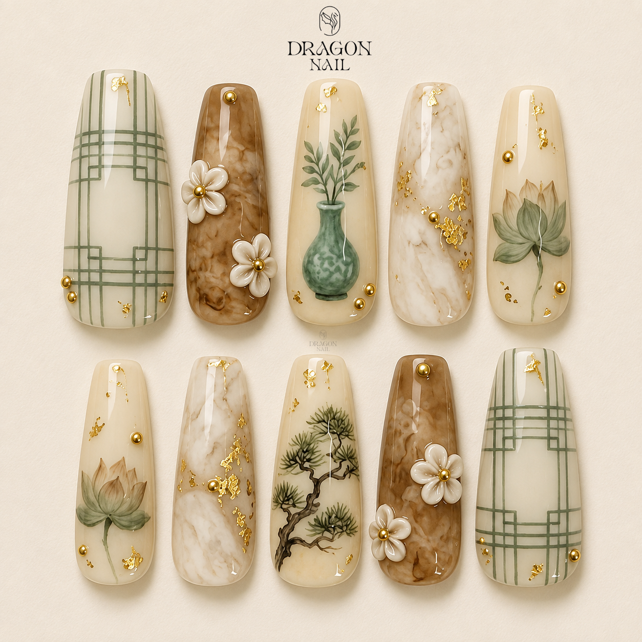 Neutral Jade Minimalist Press On Nails