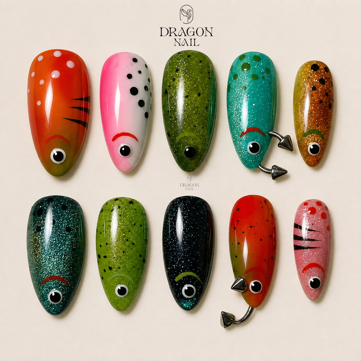 Playful Aquatic Tackle Press On Nails