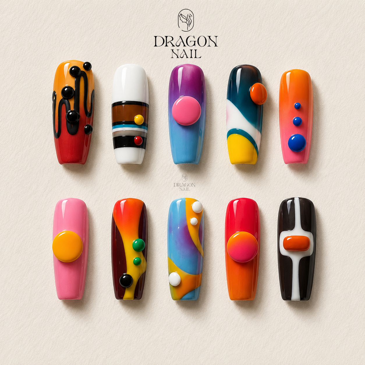 Playful Color Block Press On Nails