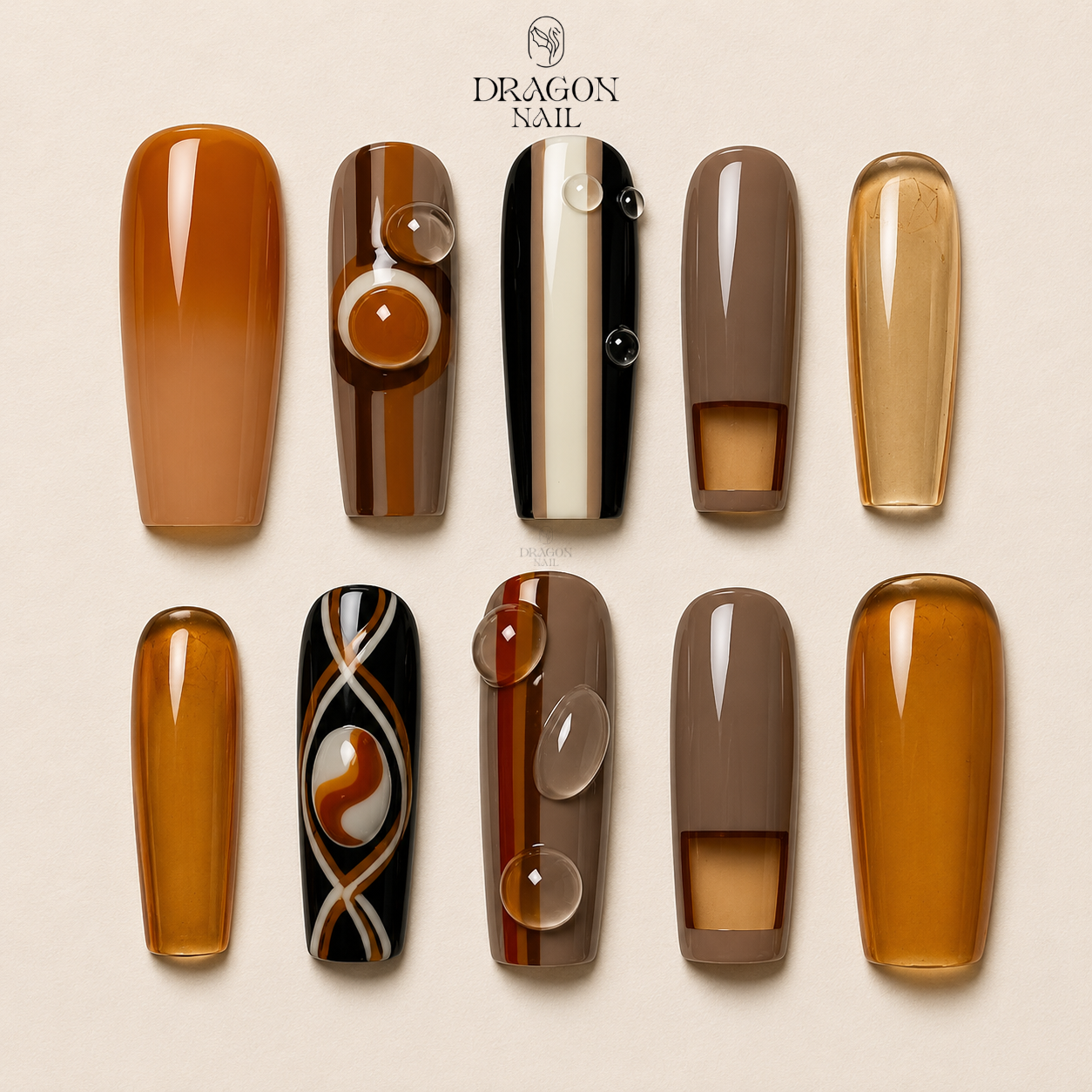 Retro Earthy Geometric Groovy Press On Nails