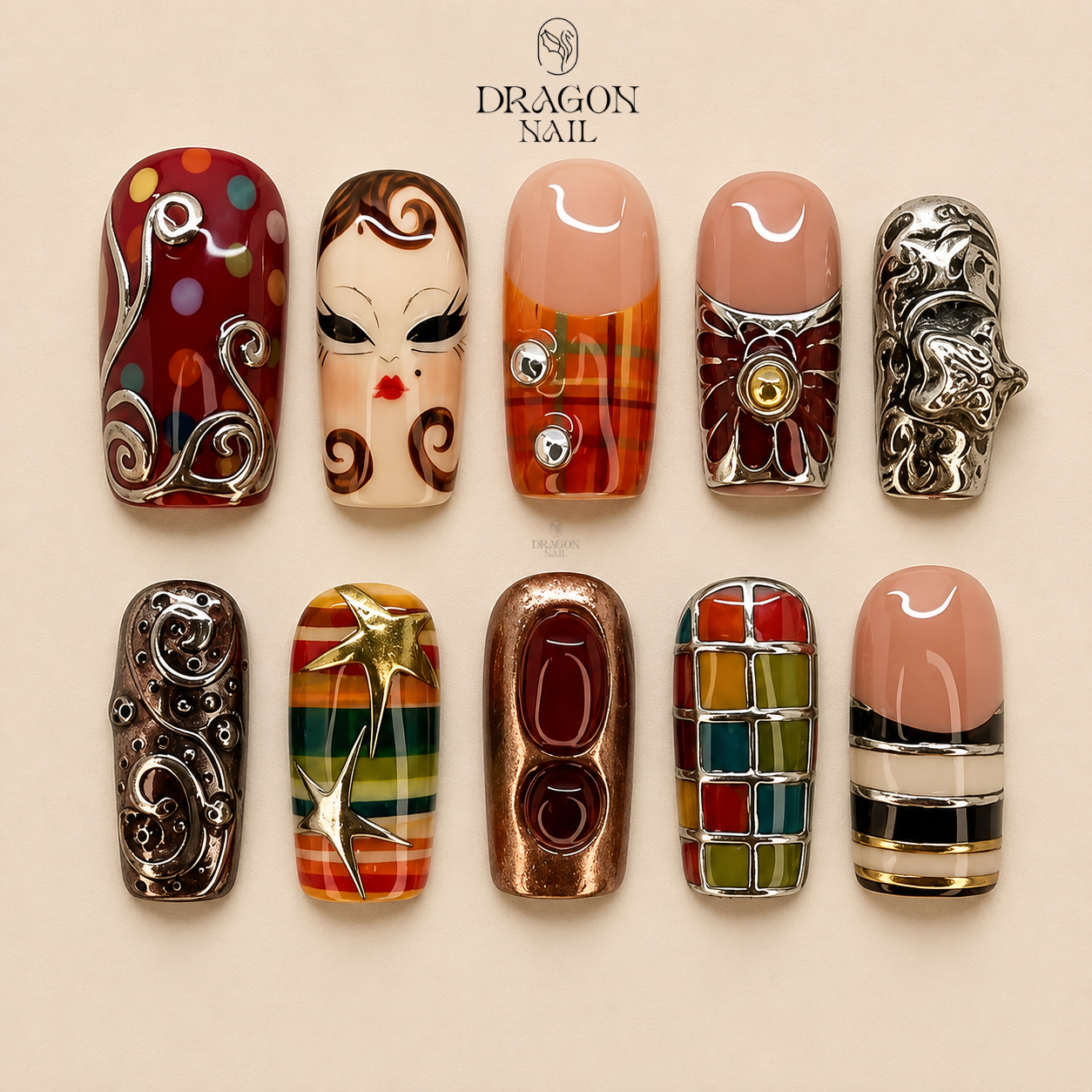 Retro Pop Art Comic Graphic Press On Nails