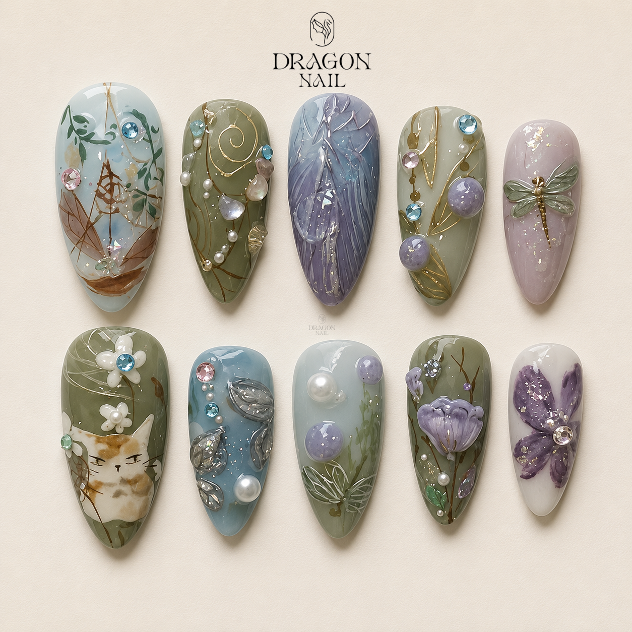 Vintage Enchanted Forest Botanical Press On Nails