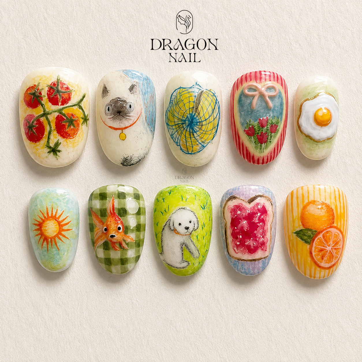 Whimsical Picnic Friends Press On Nails