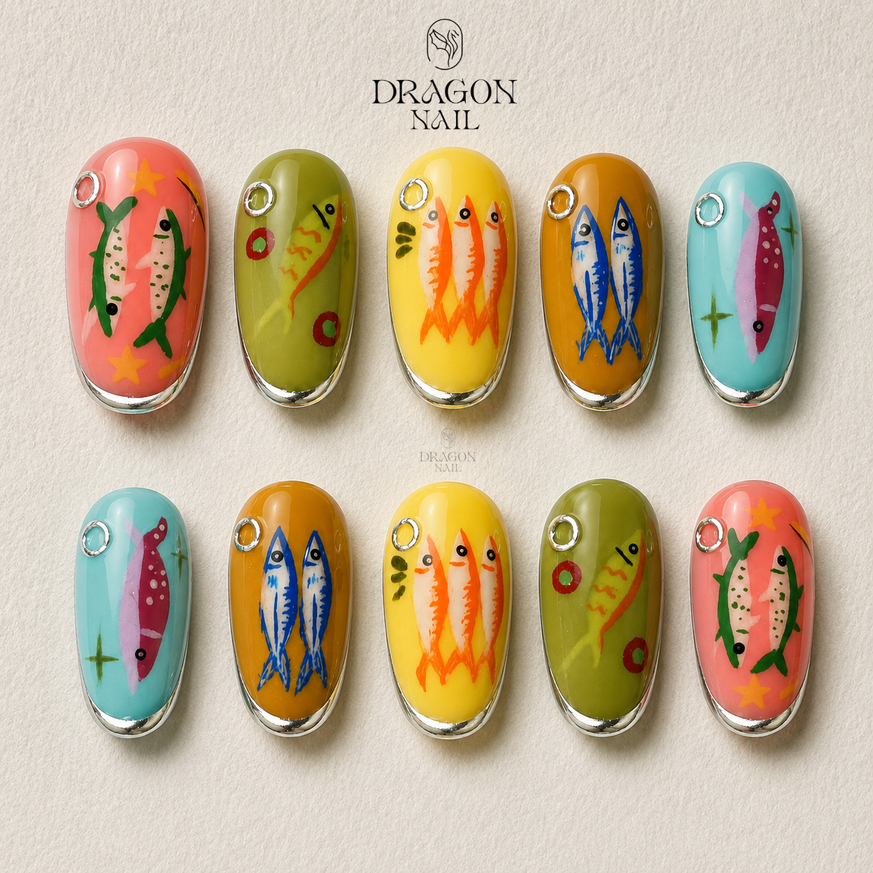 Colorful Ocean Fish Tropical Press On Nails