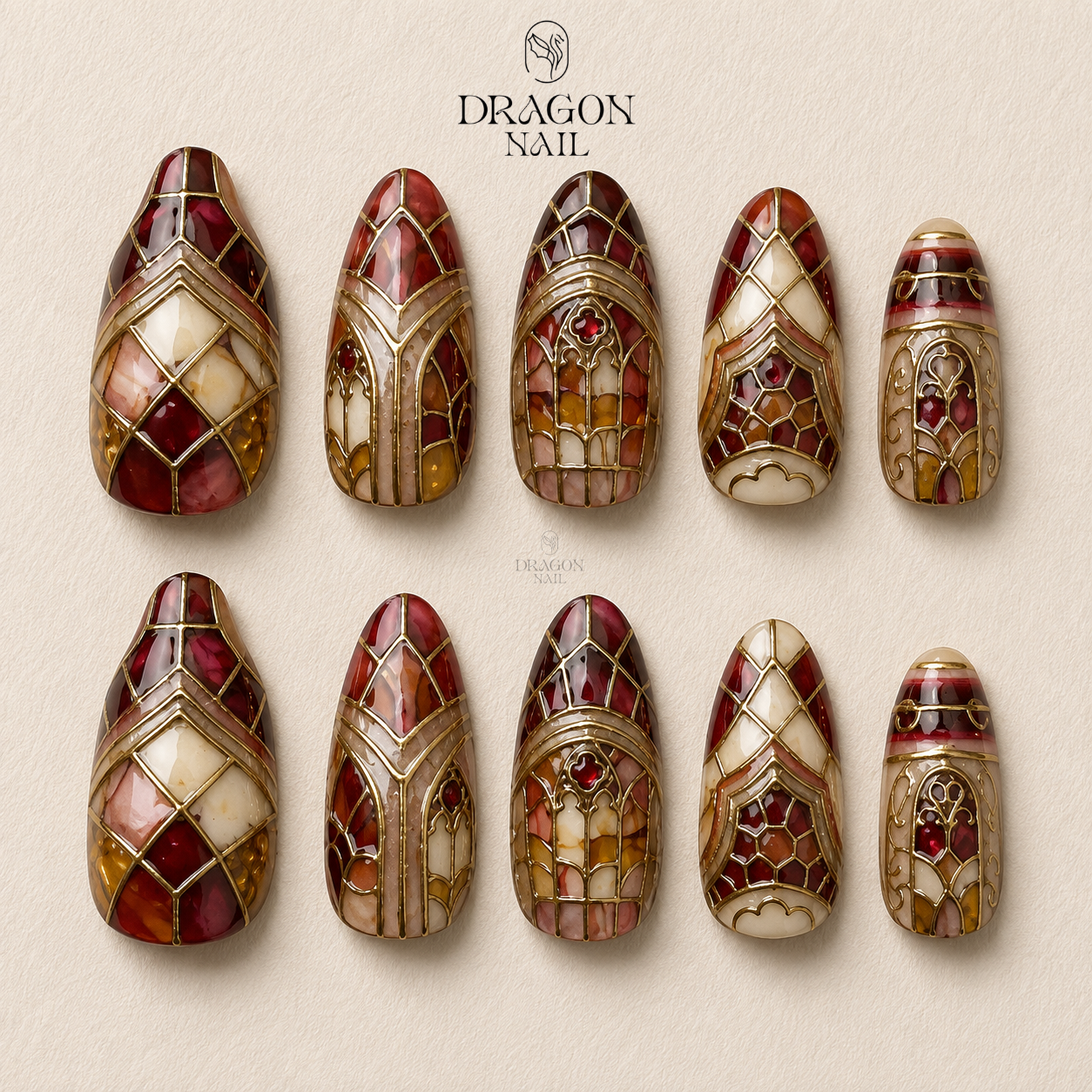 Autumn Stained Glass Elegance Press On Nails