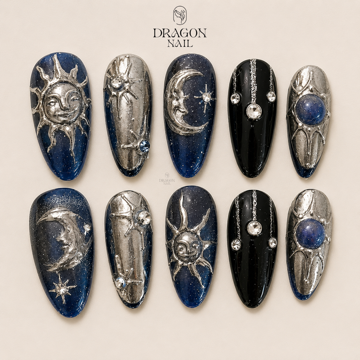 Celestial Chrome Dreamscape Press On Nails