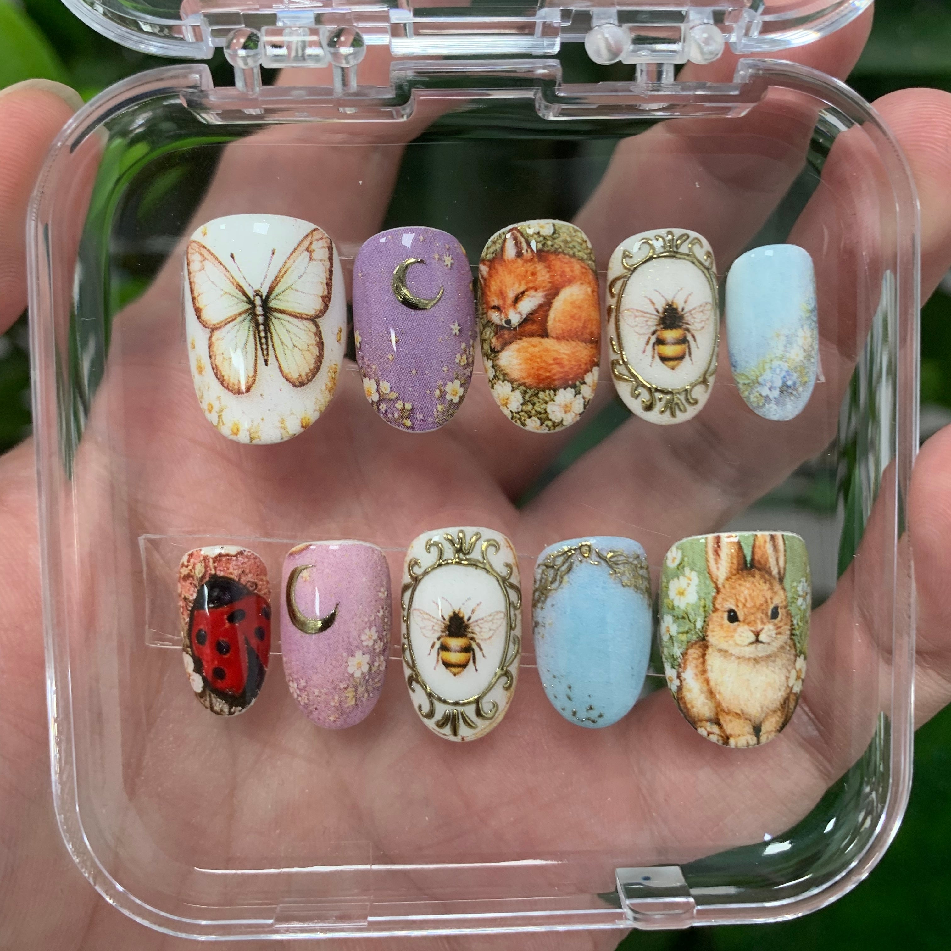 Enchanted Woodland Moonlight Garden 3D Press On Nails