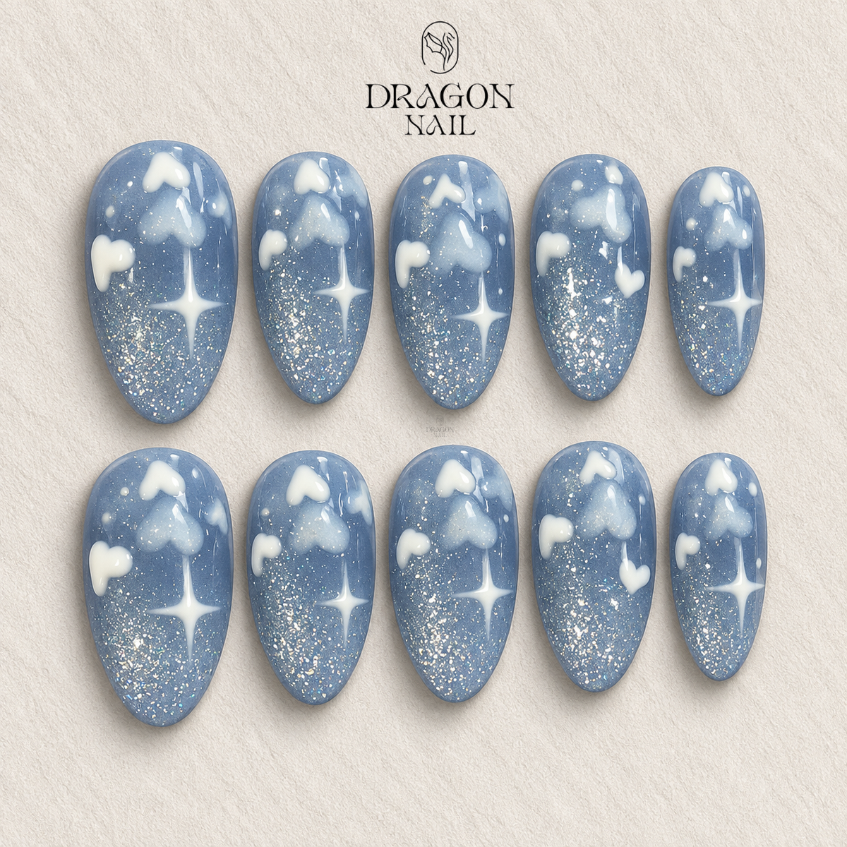 Icy Blue Reflective Aura Press On Nails