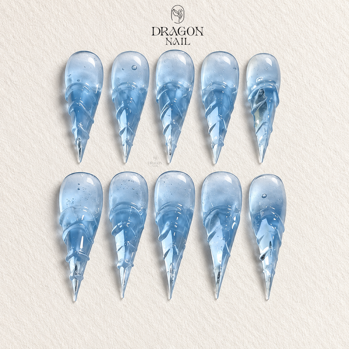 Icy Blue Sculpted Claw Ethereal Press On Nails