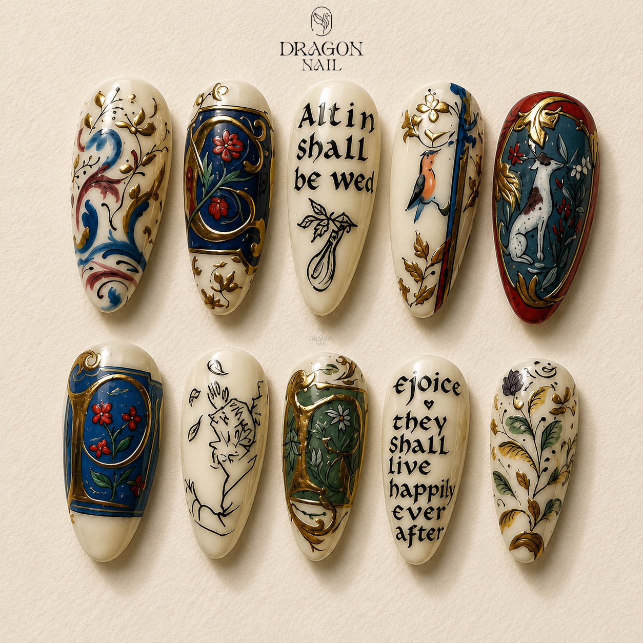 Illuminated Manuscript Medieval Renaissance Art & Calligraphy Nails