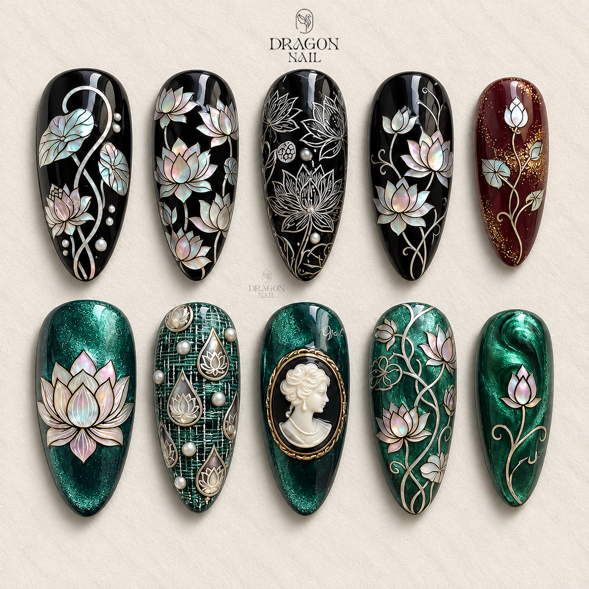 Iridescent Pearl Lotus Soft Elegant Press On Nails