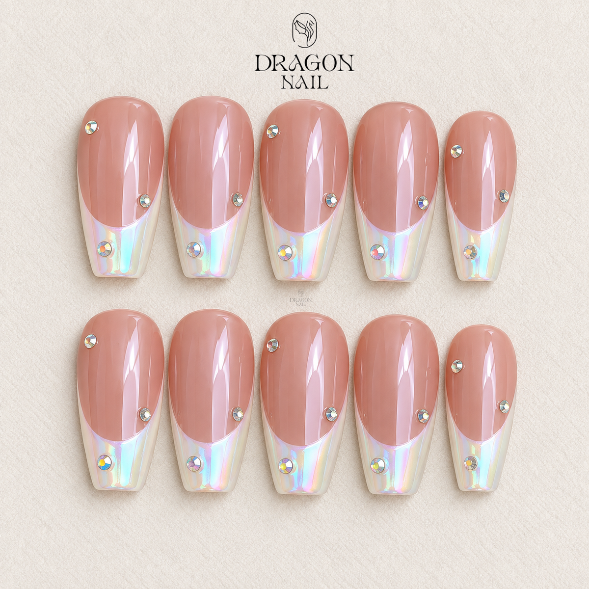 Iridescent Chrome Aura Press On Nails