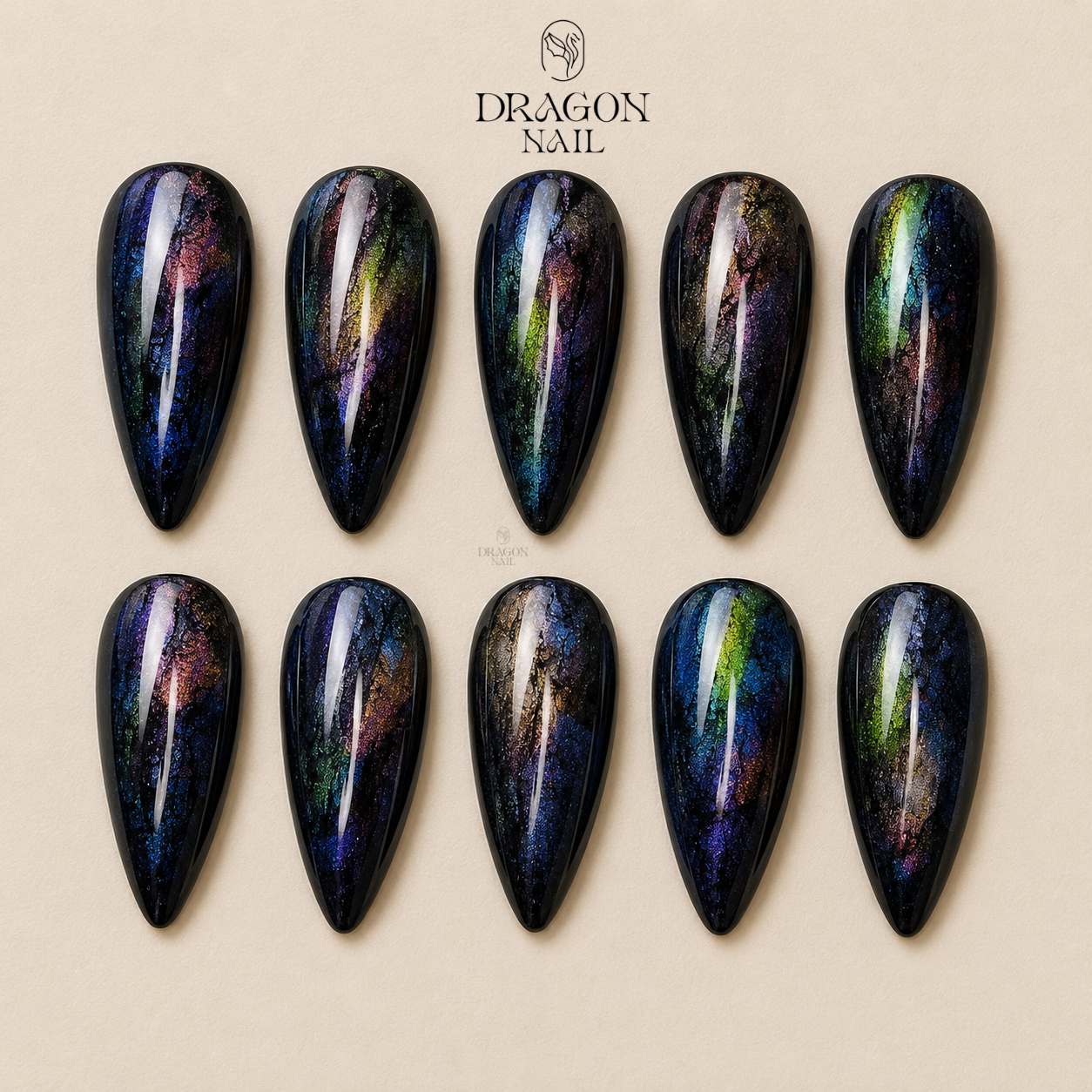 Iridescent Gemstone Aura Press On Nails
