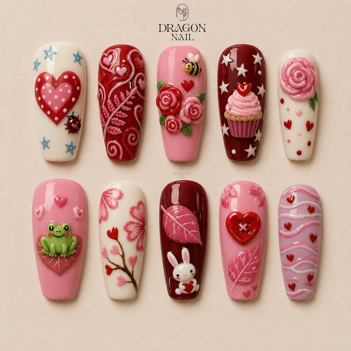 Kawaii Sweet Heart Dessert Fantasy Cute Press On Nails