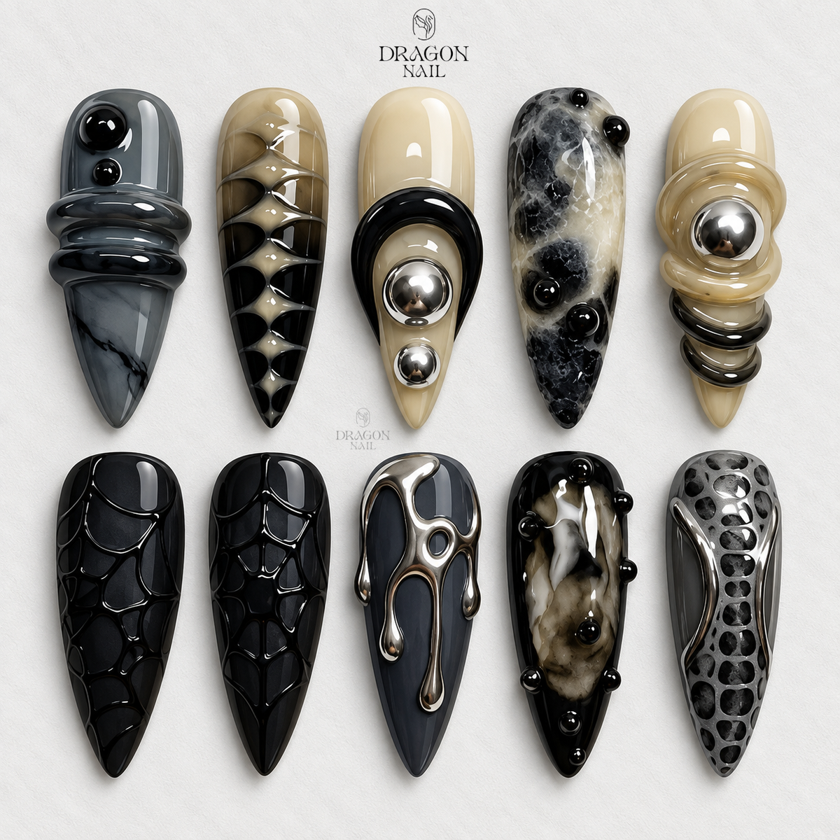 Liquid Chrome Futuristic Alien Aura Press On Nails
