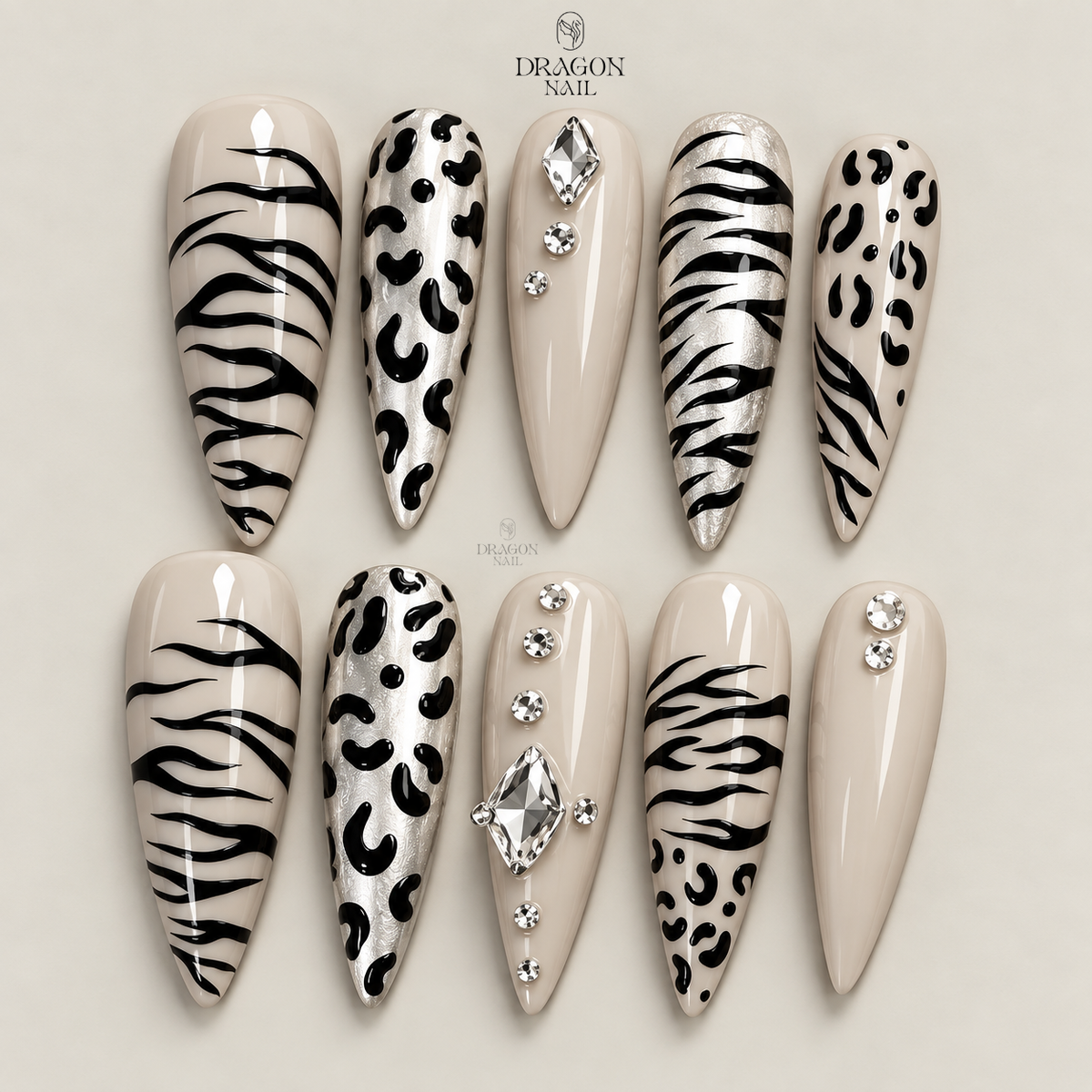 Luxury Crystal Accent Press On Nails