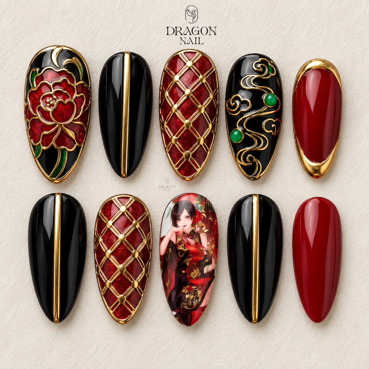Luxury Golden Floral Press On Nails