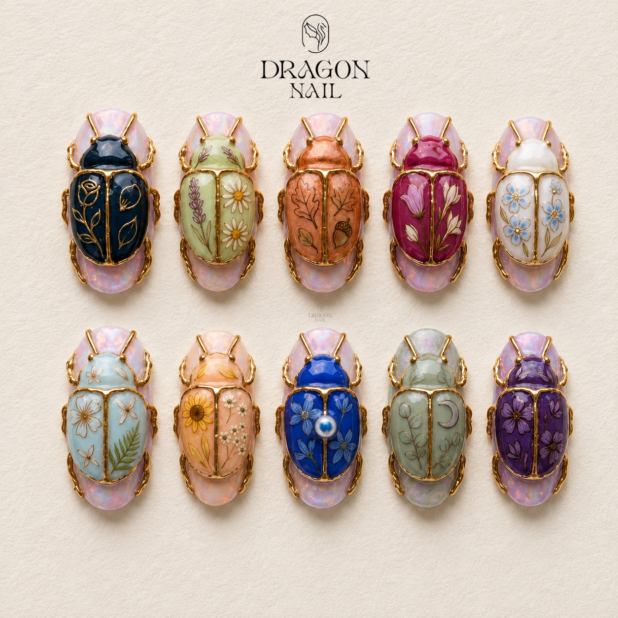 Luxury 3D Jewel Beetle Scarab Press On Nails
