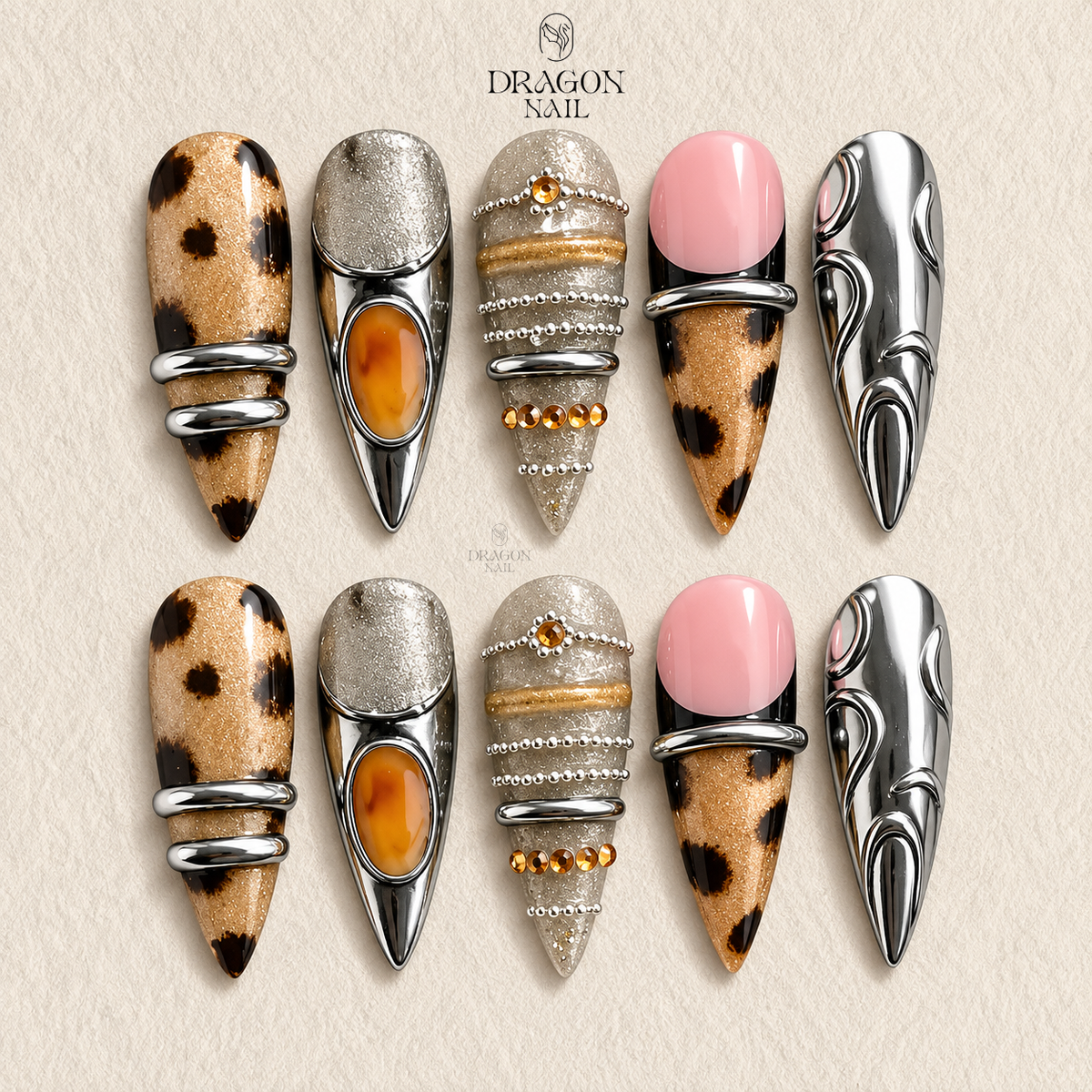 Luxury Chrome Wild Glam Press On Nails