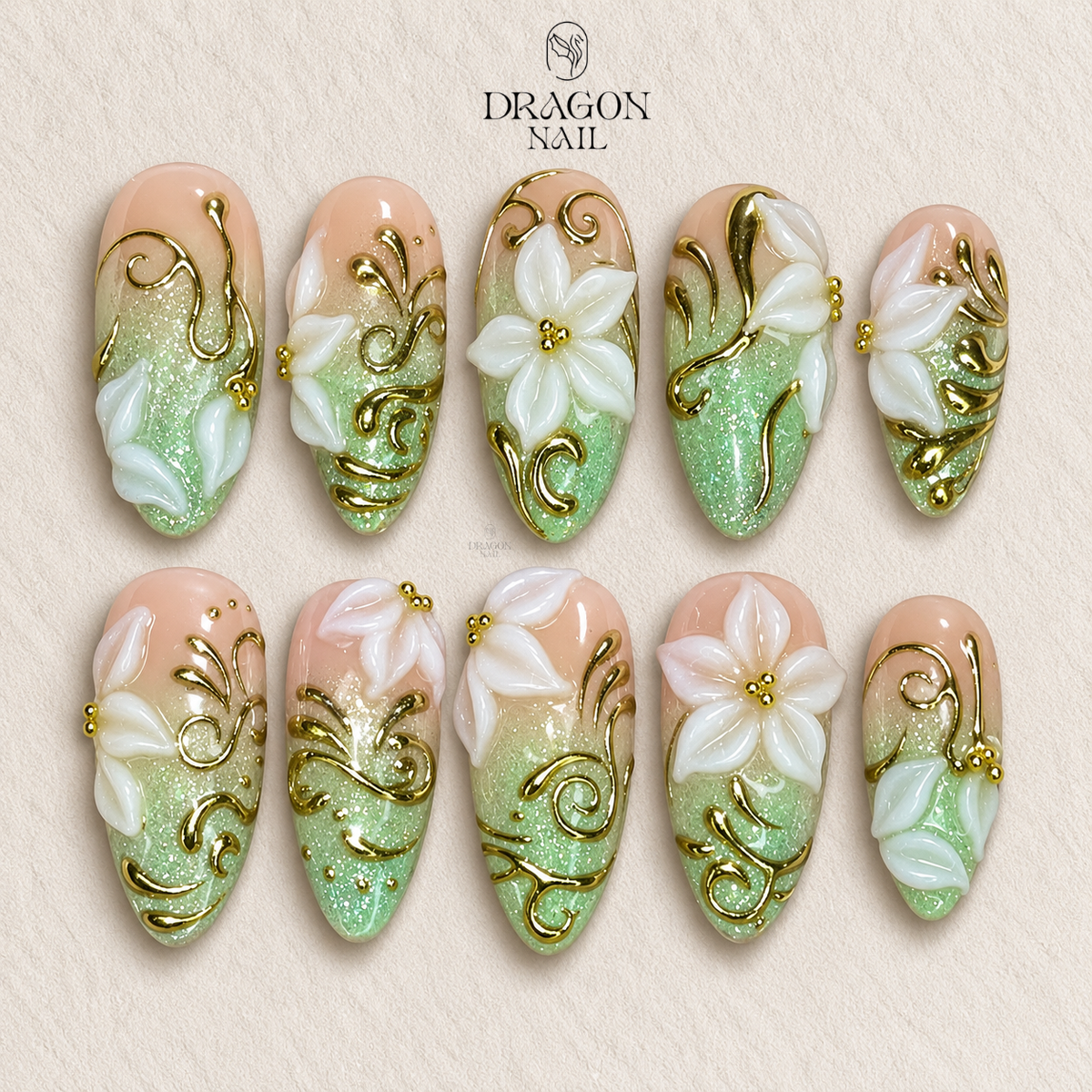 Luxury Golden Filigree Nails