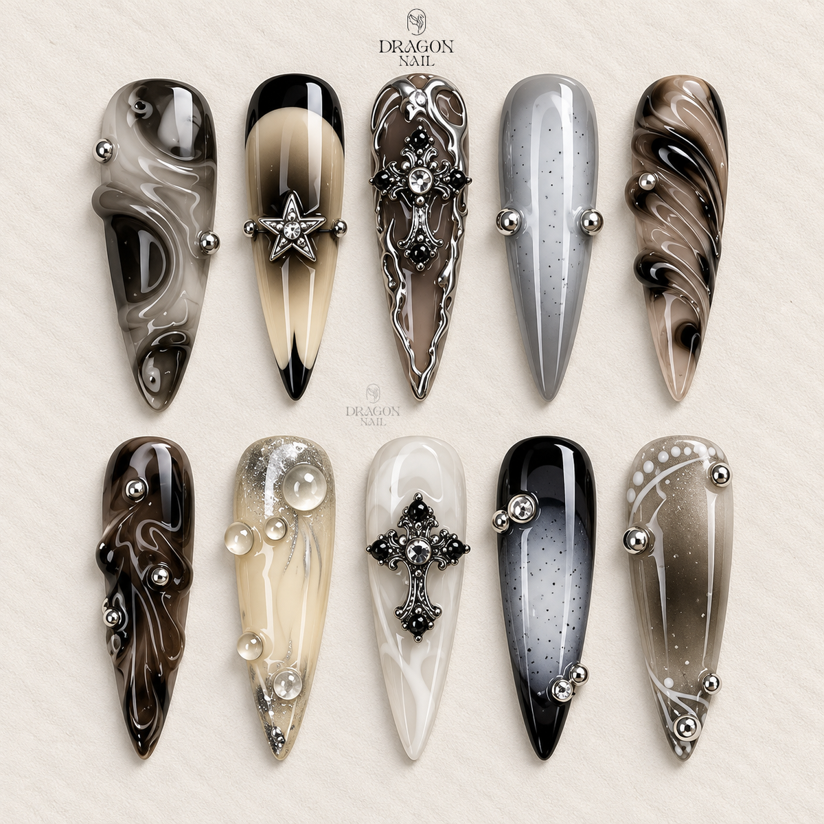 Luxury Midnight Rose Press On Nails