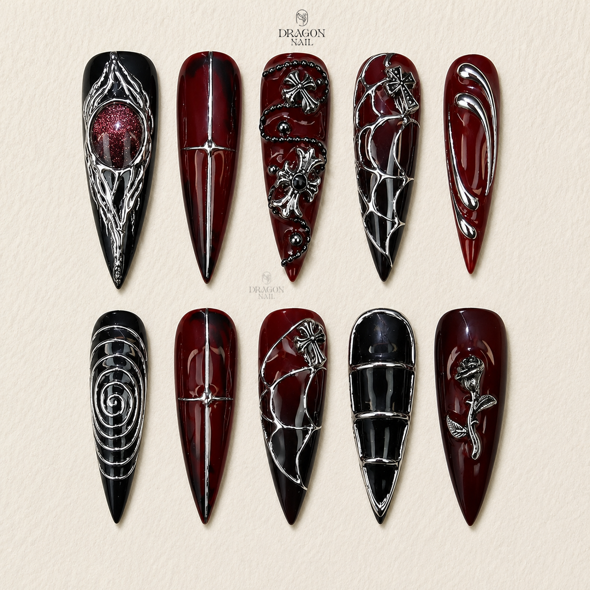 Metallic Punk Stiletto Press On Nails