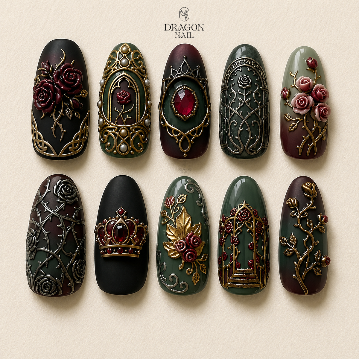 Midnight Rose Luxury Press On Nails