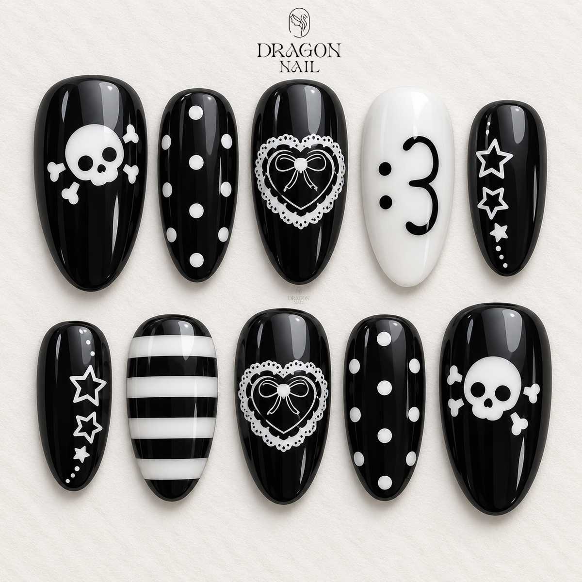 Mismatched Dark Emo Aesthetic Press On Nails