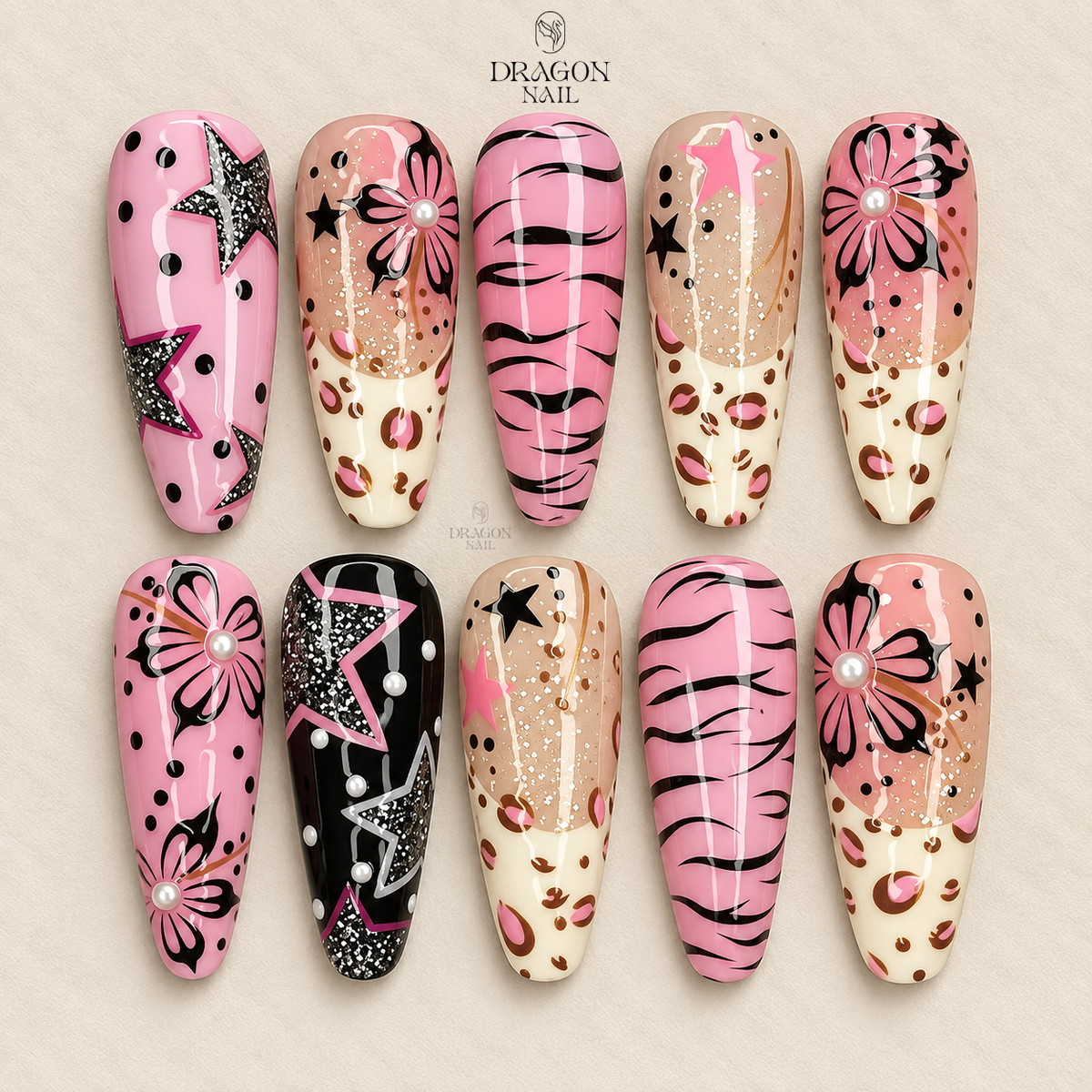 Modern Abstract Art Press On Nails