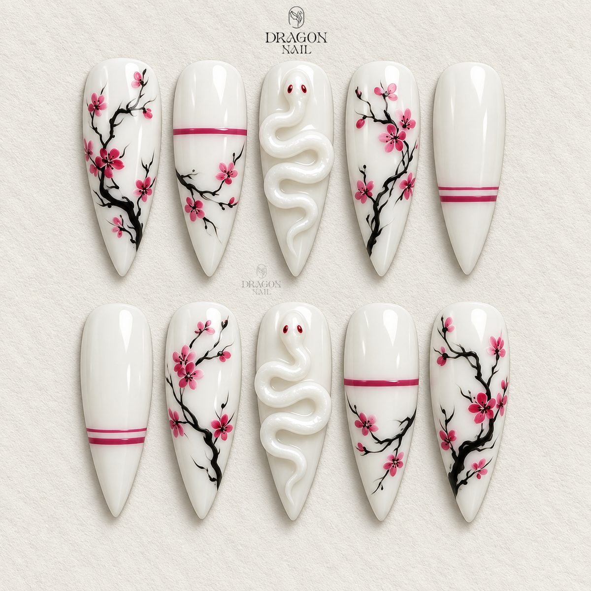 Mystical Serpent Floral Press On Nails