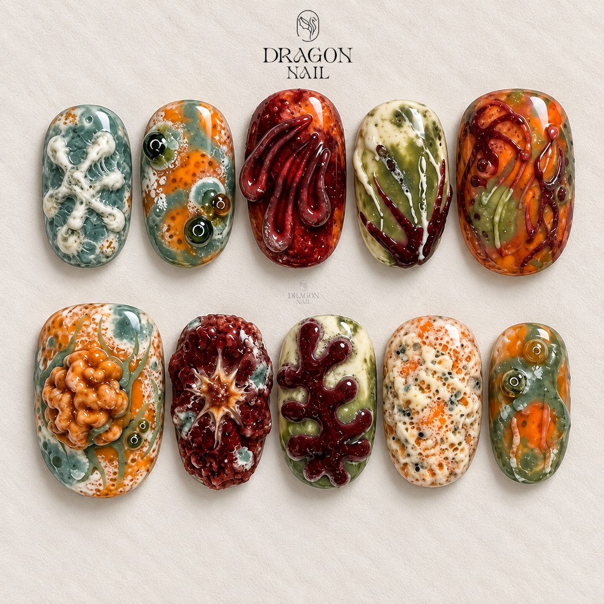 Organic Decay Texture Dark Aura Press On Nails