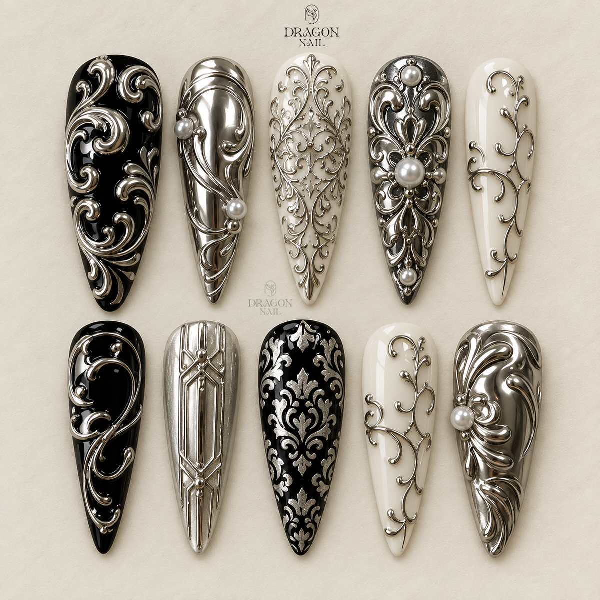 Ornate Baroque Elegance Press On Nails