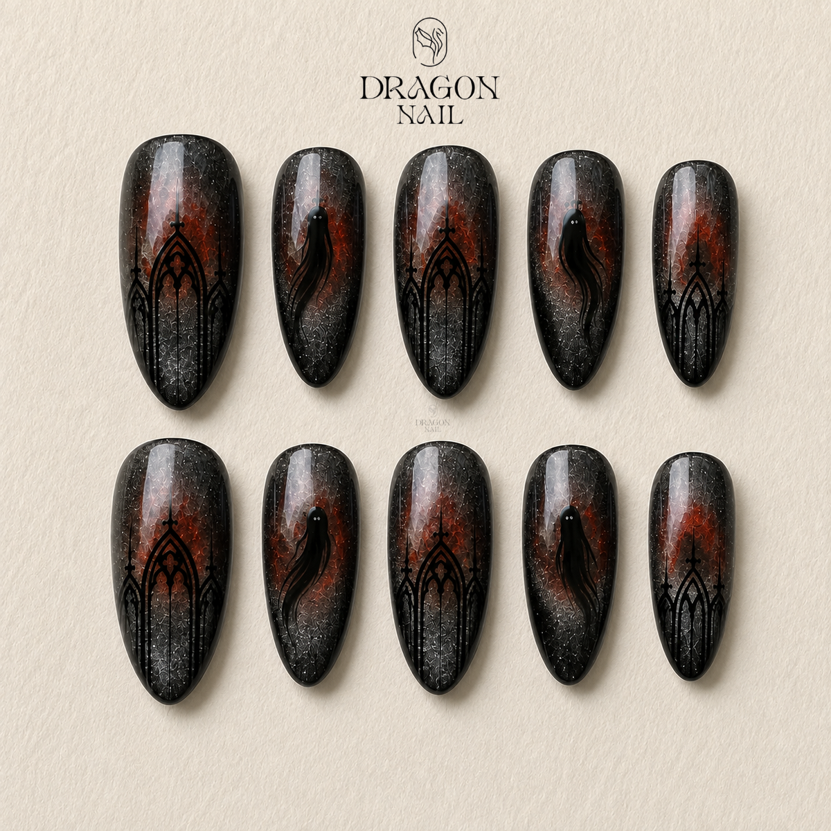 Ornate Cathedral Dark Elegance Press On Nails