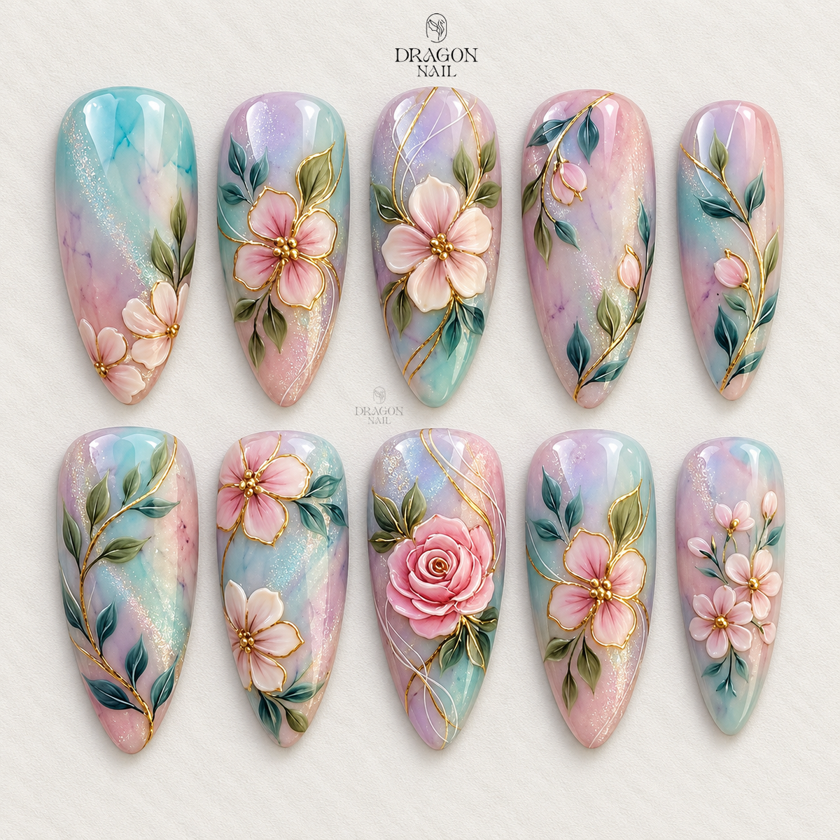 Pastel Blossom Garden Press On Nails