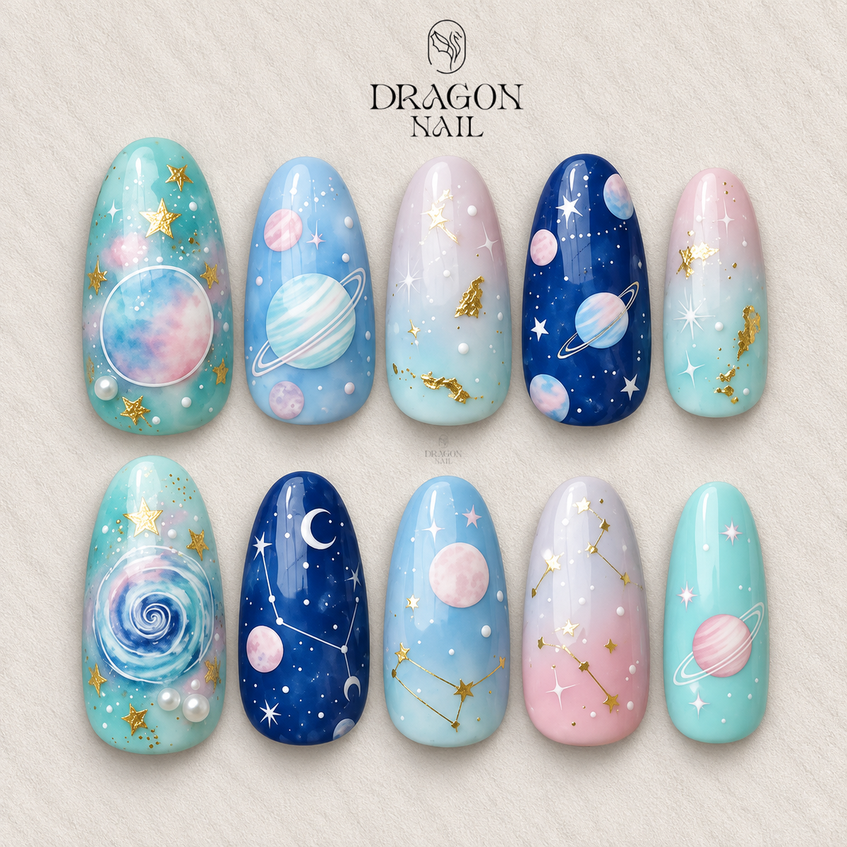 Pastel Cosmic Dreamy Aura Press On Nails
