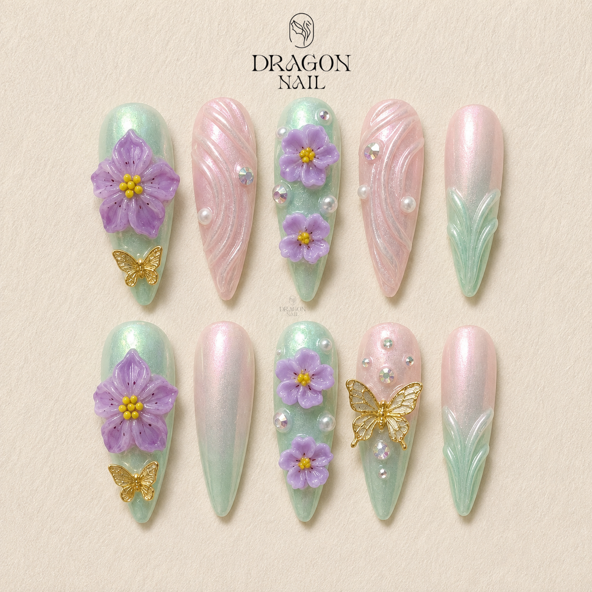 Pastel Butterfly Floral Dream Press On Nails