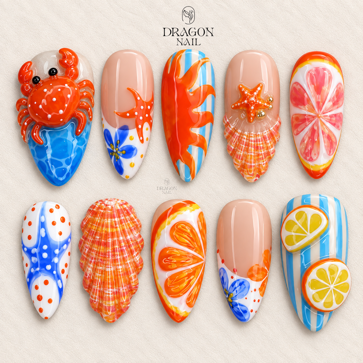 Pearl Seashell Coastal Press On Nails
