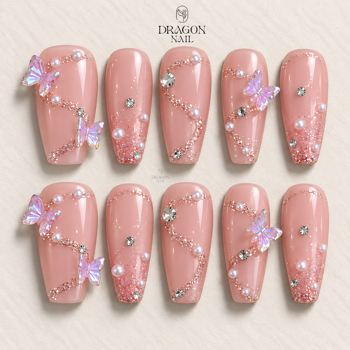 Pink Jelly Swirl Press On Nails