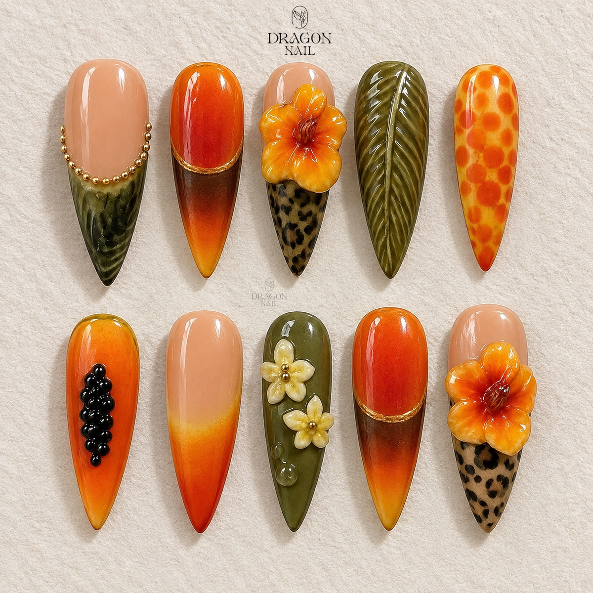 Playful Autumn Pumpkin Press On Nails