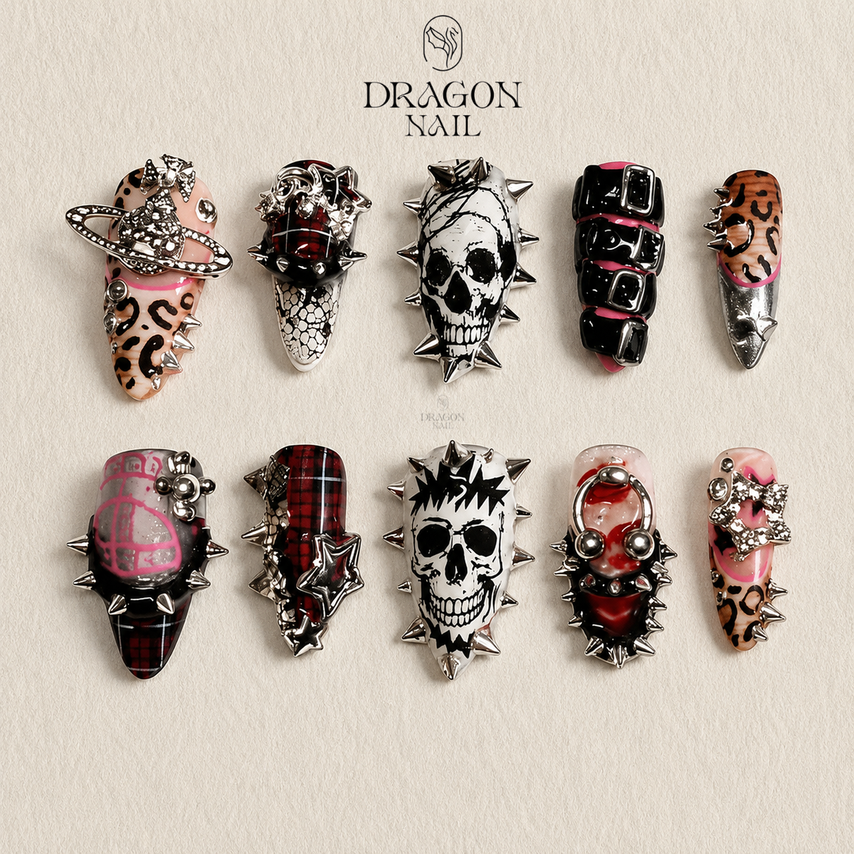 Punk Skull Chrome Press On Nails