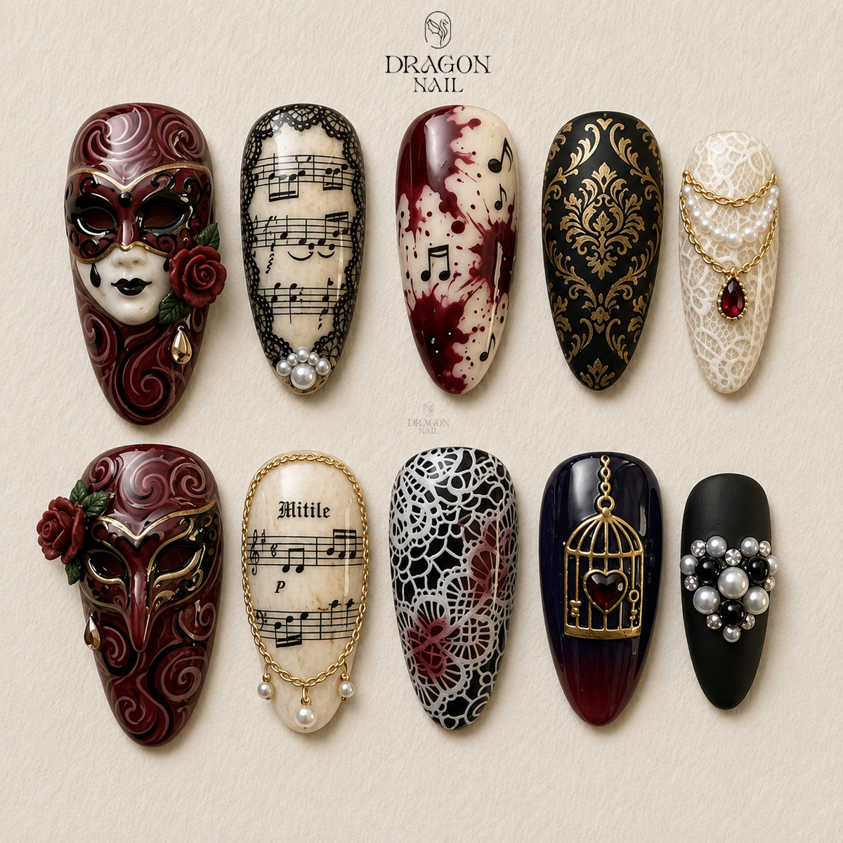 Raven Rose Gothic Press On Nails
