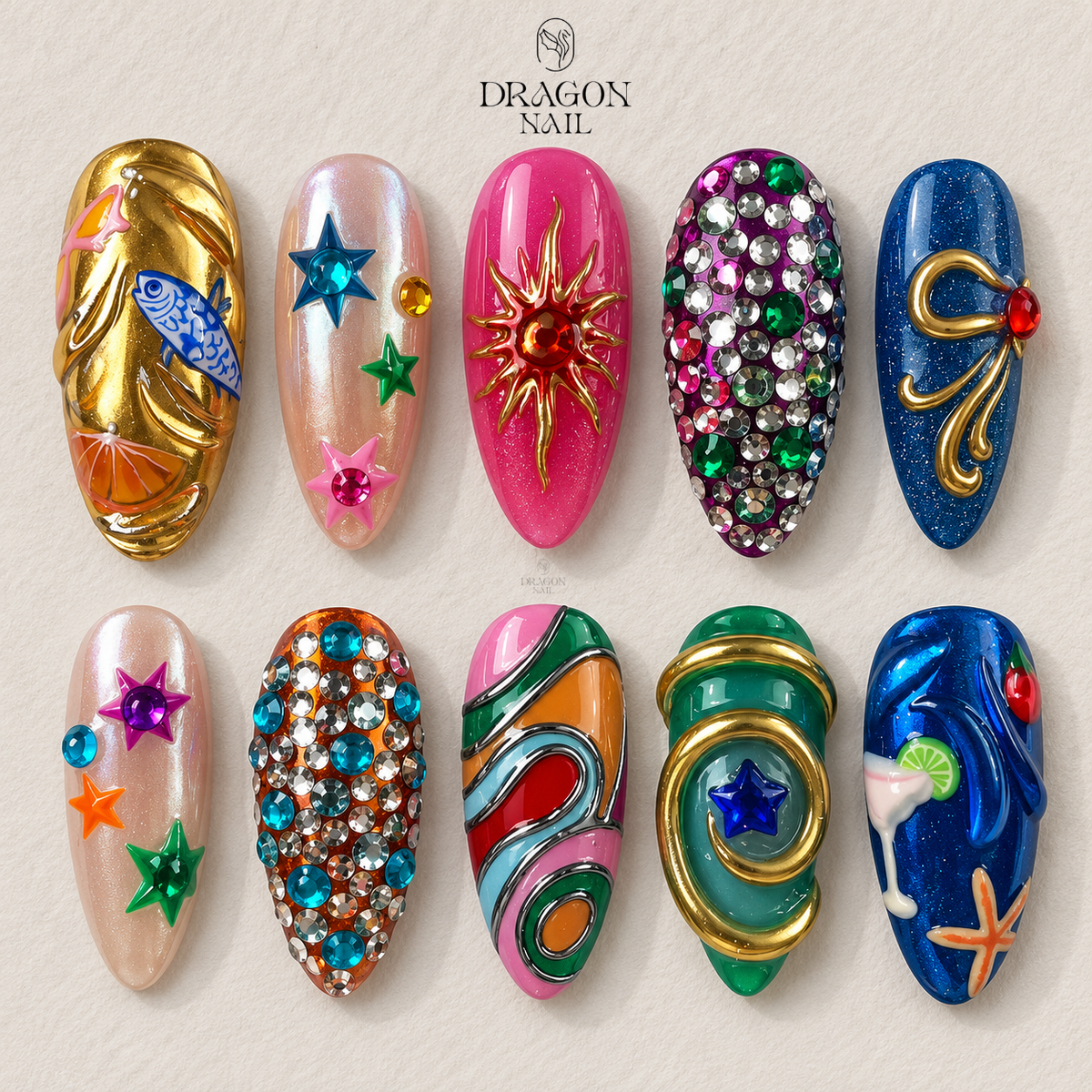 Retro Futuristic Glam Party Press On Nails