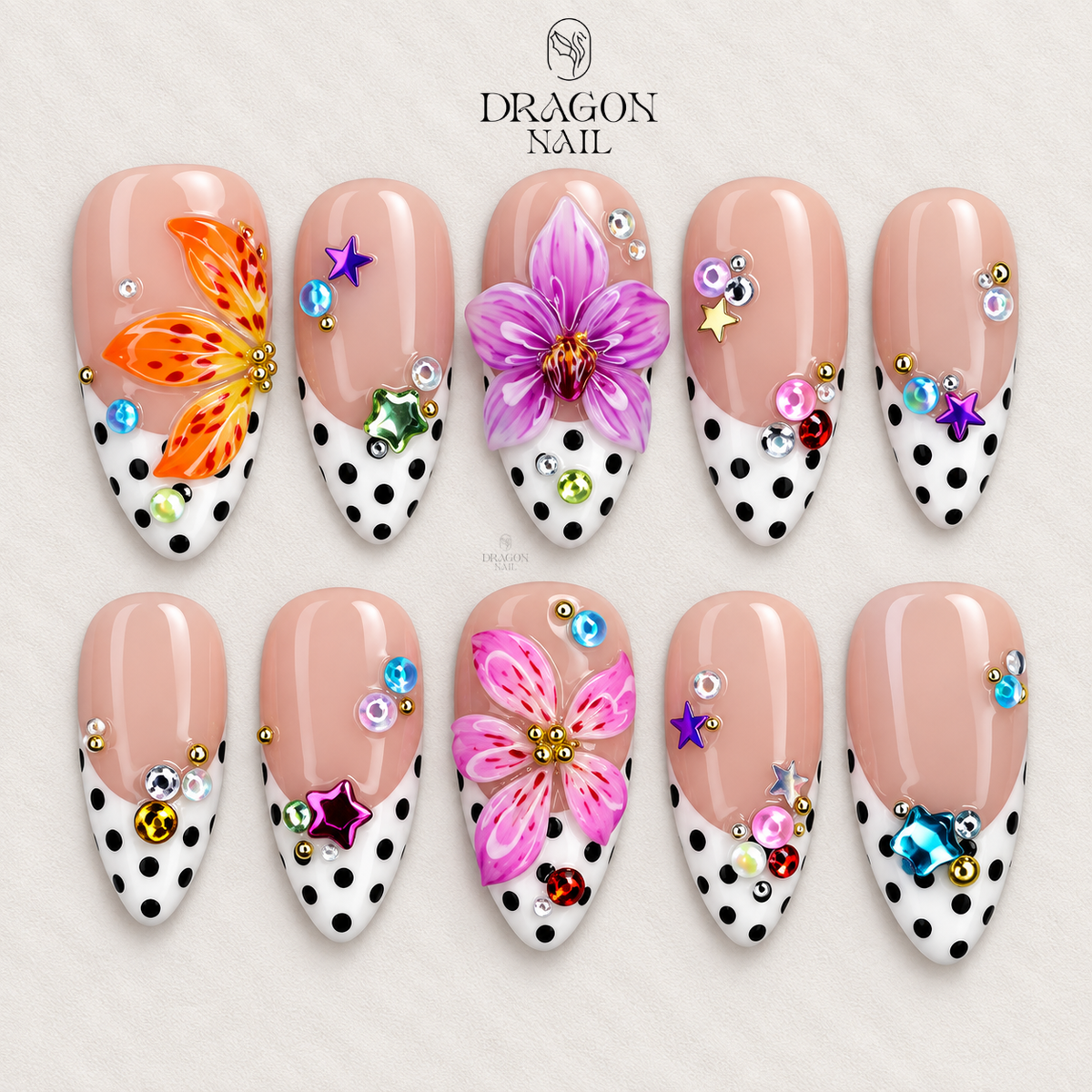 Retro Polka Summer Press On Nails