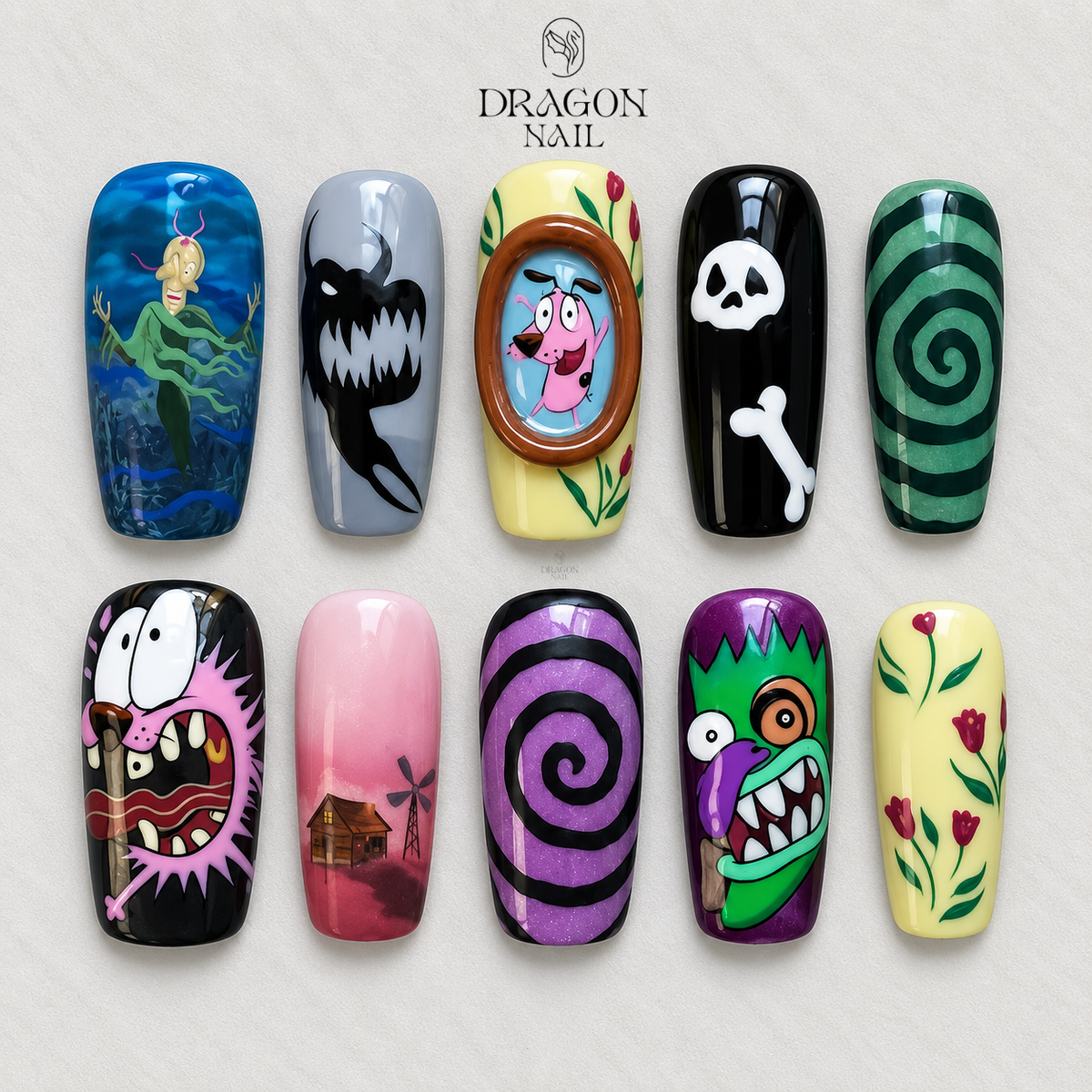 Retro Cartoon Horror Press On Nails