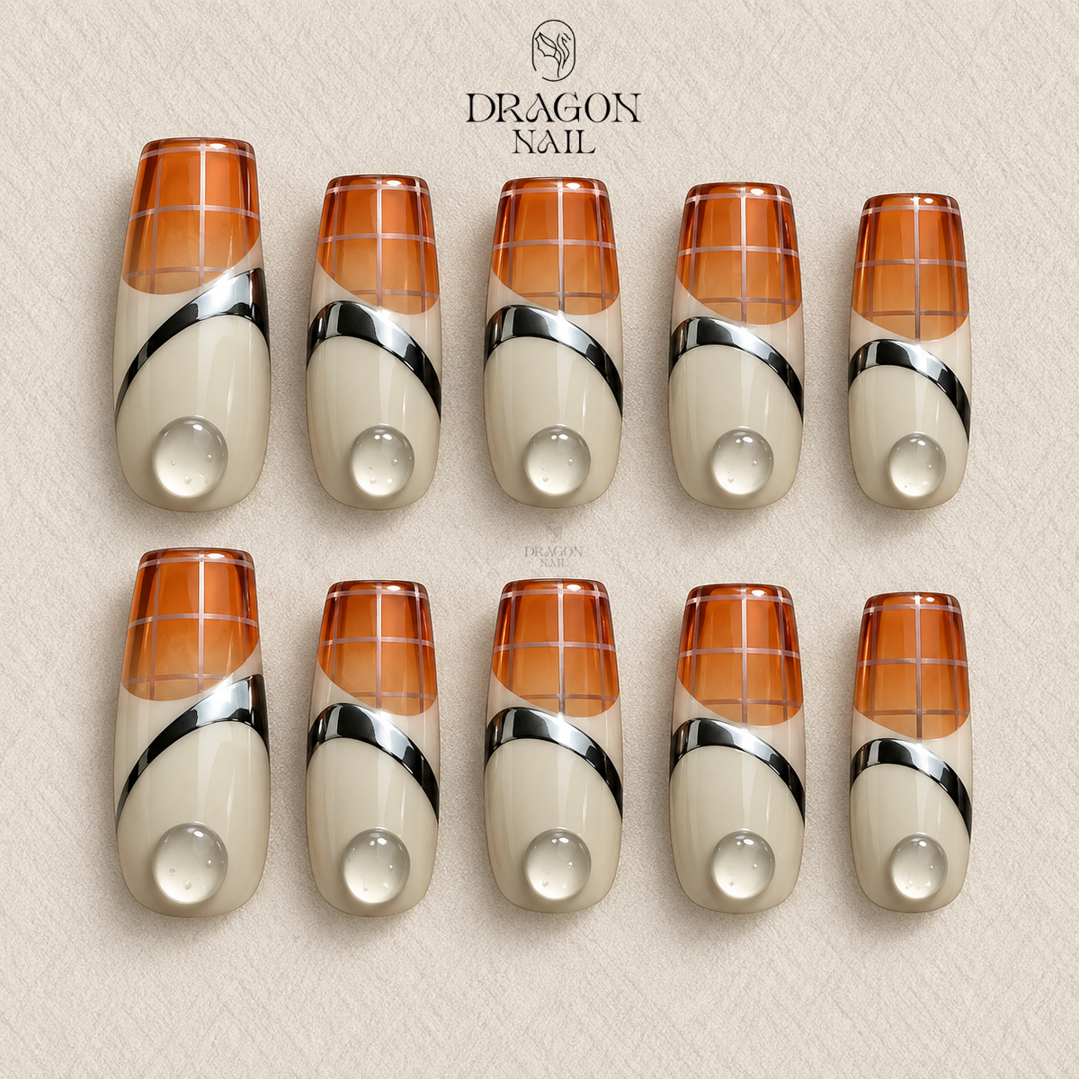 Retro Futuristic Science Core Digital DNA Metallic Press On Nails