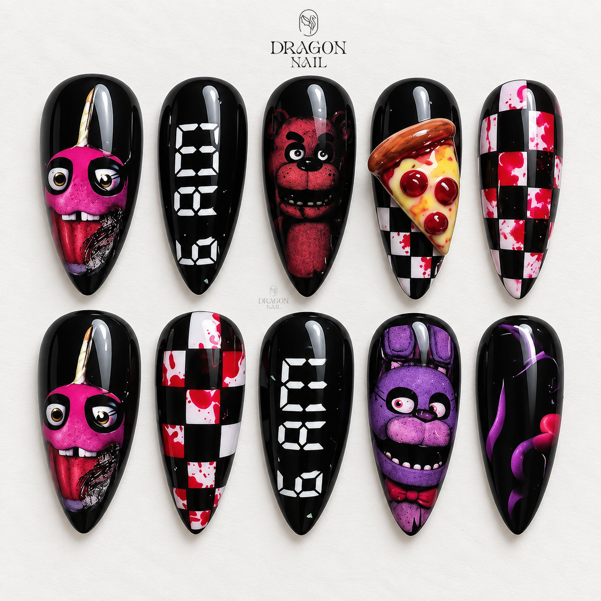 Retro Horror Arcade Press On Nails