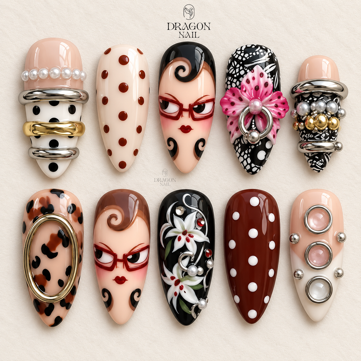 Retro Maximalist Chic Press On Nails