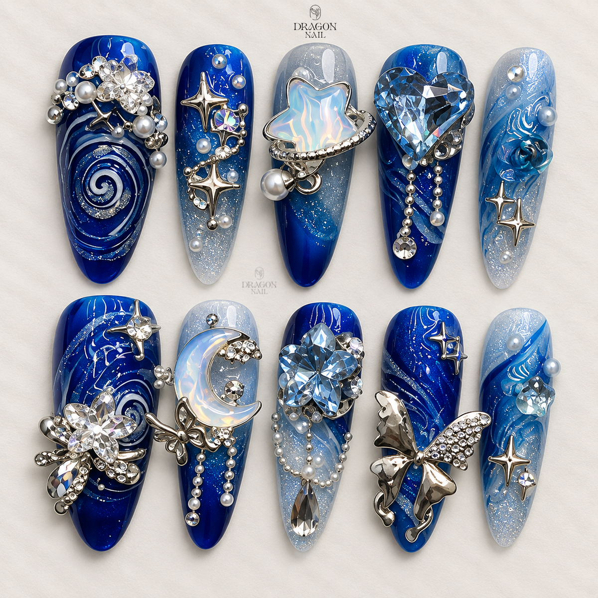 Royal Blue Velvet Press On Nails