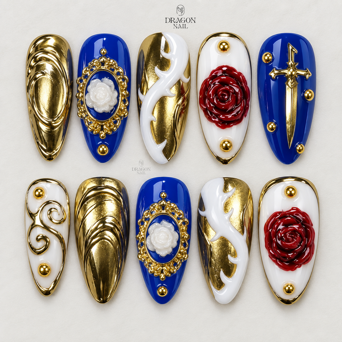 Royal Ornamental Elegance Press On Nails